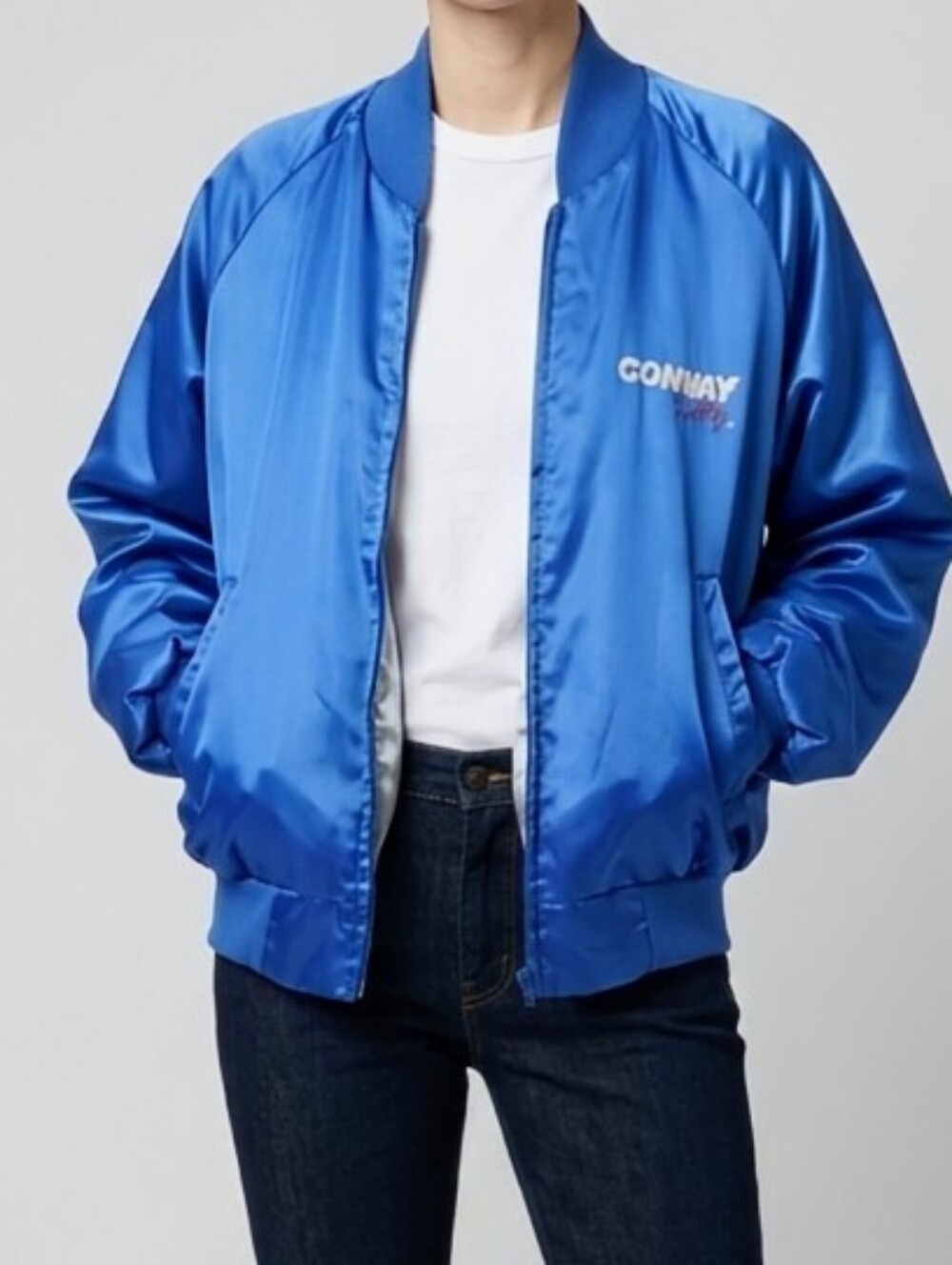 Rare Vintage Conway Twitty MBA Blue Satin Bomber Jacket